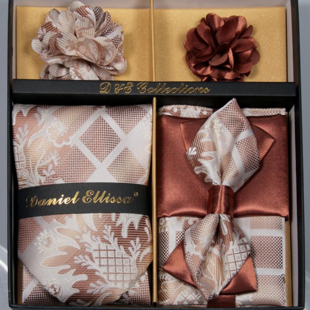 Daniel Ellissa Brown White Bow & Neck Tie 6 Set